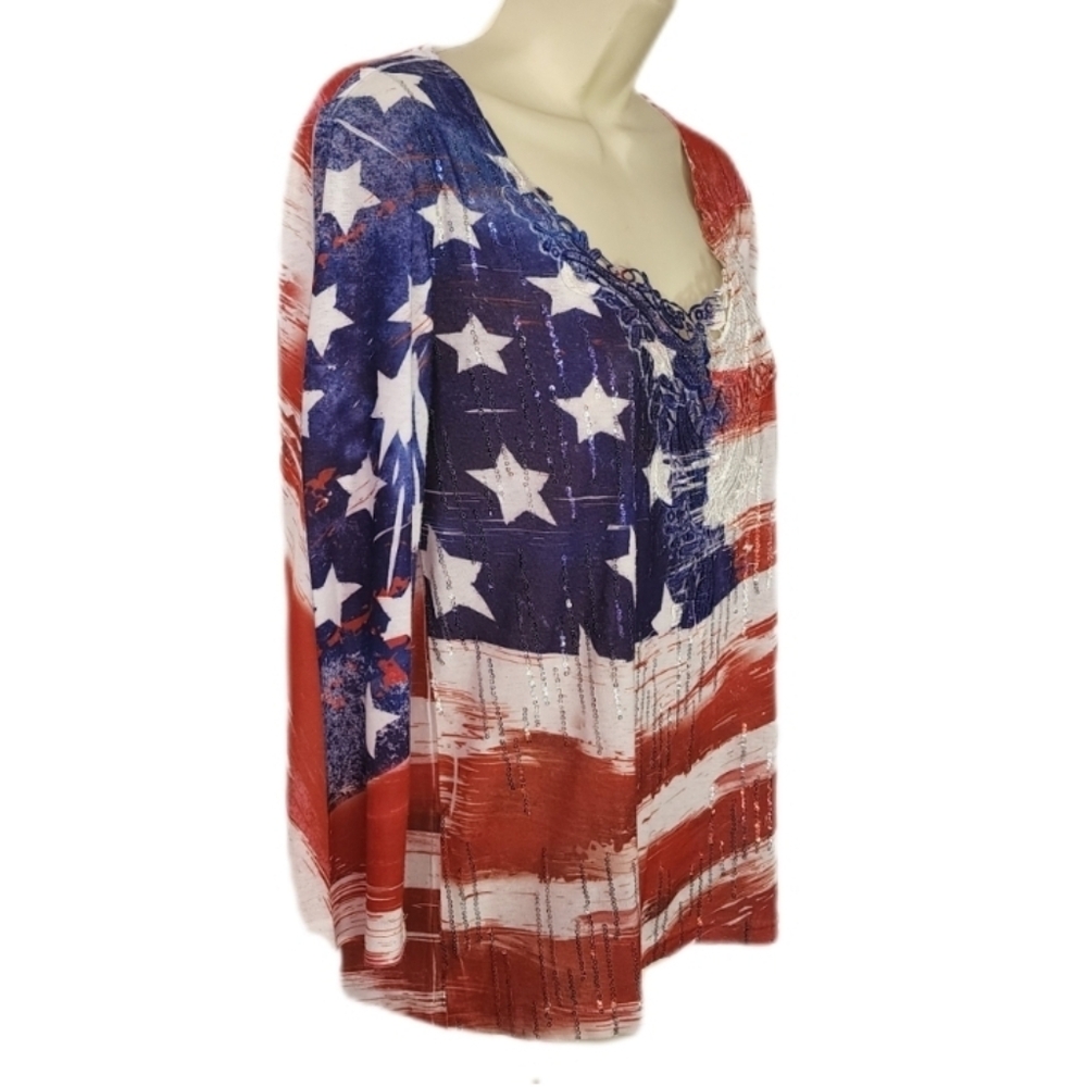 Impulse California Patriotic Stars And Stripes Shirt Red Size S - Picture 3 of 10